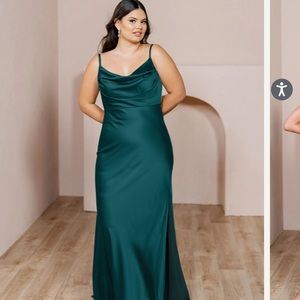Revelry Skye Satin Dress Emerald Green